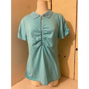 Michael Kors Women's Size Large Half Zip Polo Shirt Short Sleeve Athletic Casual